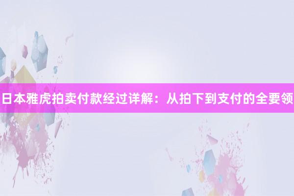 日本雅虎拍卖付款经过详解：从拍下到支付的全要领