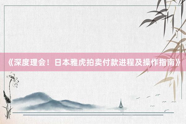 《深度理会！日本雅虎拍卖付款进程及操作指南》