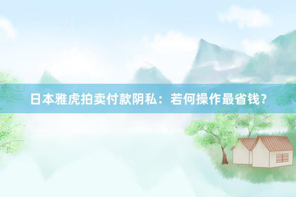 日本雅虎拍卖付款阴私：若何操作最省钱？