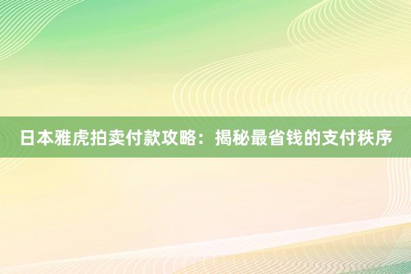 日本雅虎拍卖付款攻略：揭秘最省钱的支付秩序