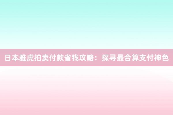 日本雅虎拍卖付款省钱攻略：探寻最合算支付神色