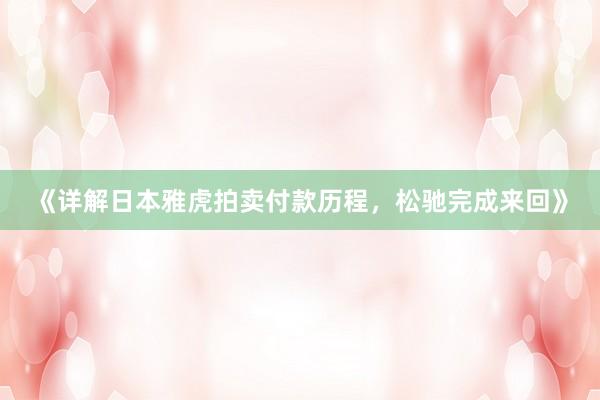 《详解日本雅虎拍卖付款历程，松驰完成来回》