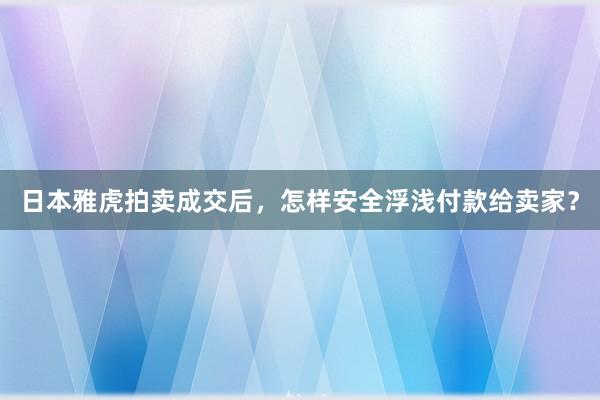 日本雅虎拍卖成交后，怎样安全浮浅付款给卖家？