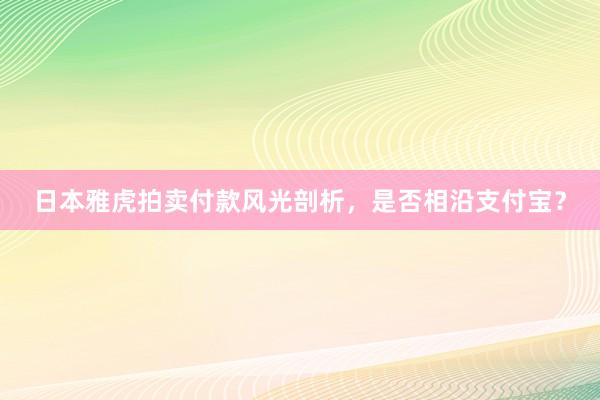 日本雅虎拍卖付款风光剖析，是否相沿支付宝？